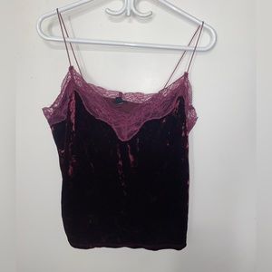 Burgundry velvet crop tank